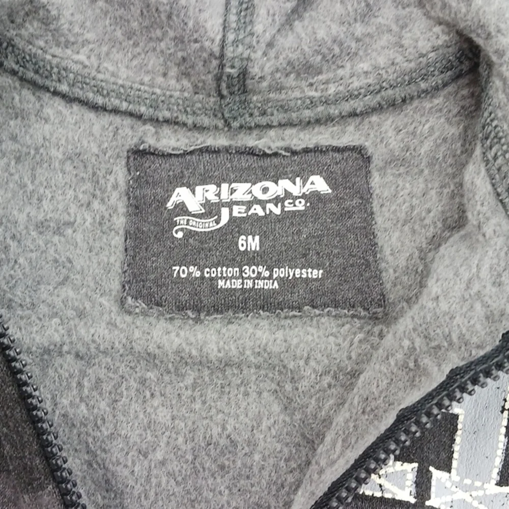 Arizona Baby Boy Hoodie Infants Gray Striped Full Zip Casual Size 6 Months